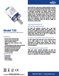 Thumbnail of document Data Sheet - 730 Vacuum Capacitance Manometer